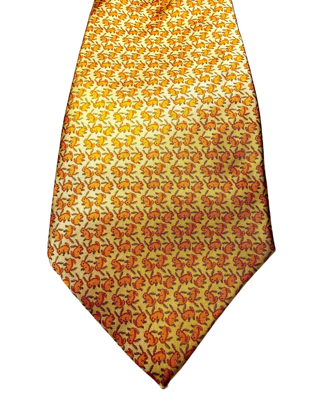 Salvatore Ferragamo Yellow and Orange Rabbit Micro-Pattern Silk Tie